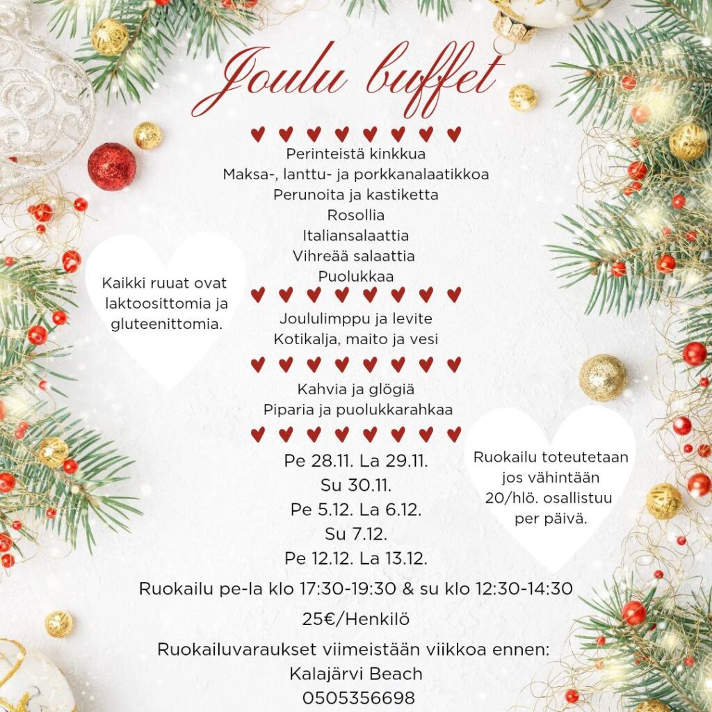 Pikkujoulu buffet Kalajärvi Beach